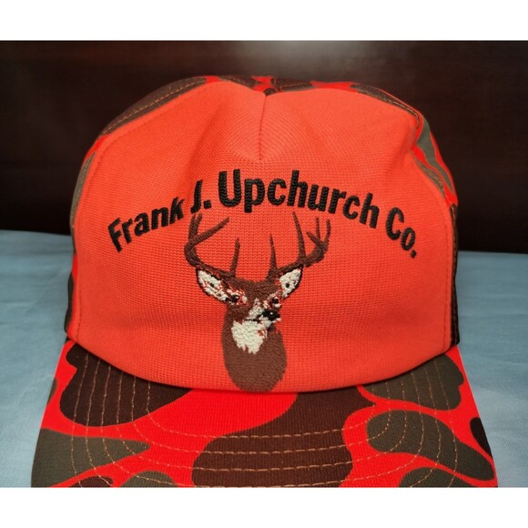 Vintage Frank Upchurch Co Deer Hunting Snapback Cap Hat Orange High Visibility 1 - Picture 3 of 16